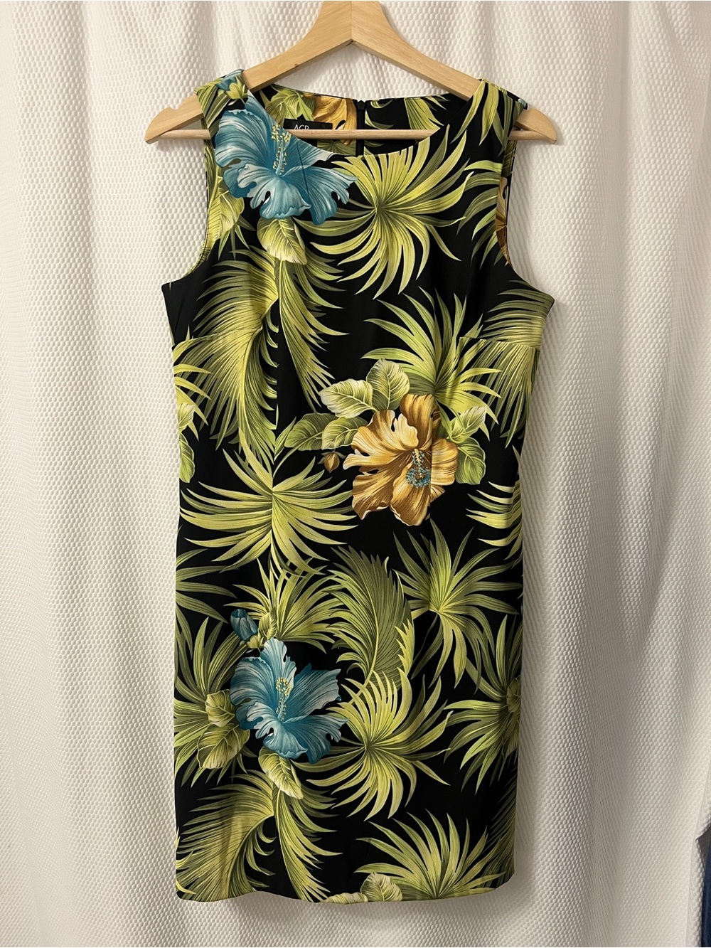 🌴 AGB Tropical Hawaiian Hibiscus Palm Leaf Dress Size- 10 Island Vacation!